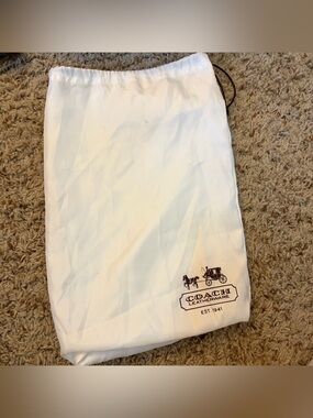 Coach White and Brown Logo Drawstring Dust Bag